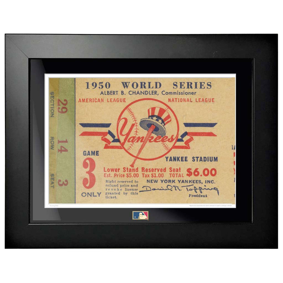 12"x16" World Series Ticket Framed New York Yankees 1950 G3L