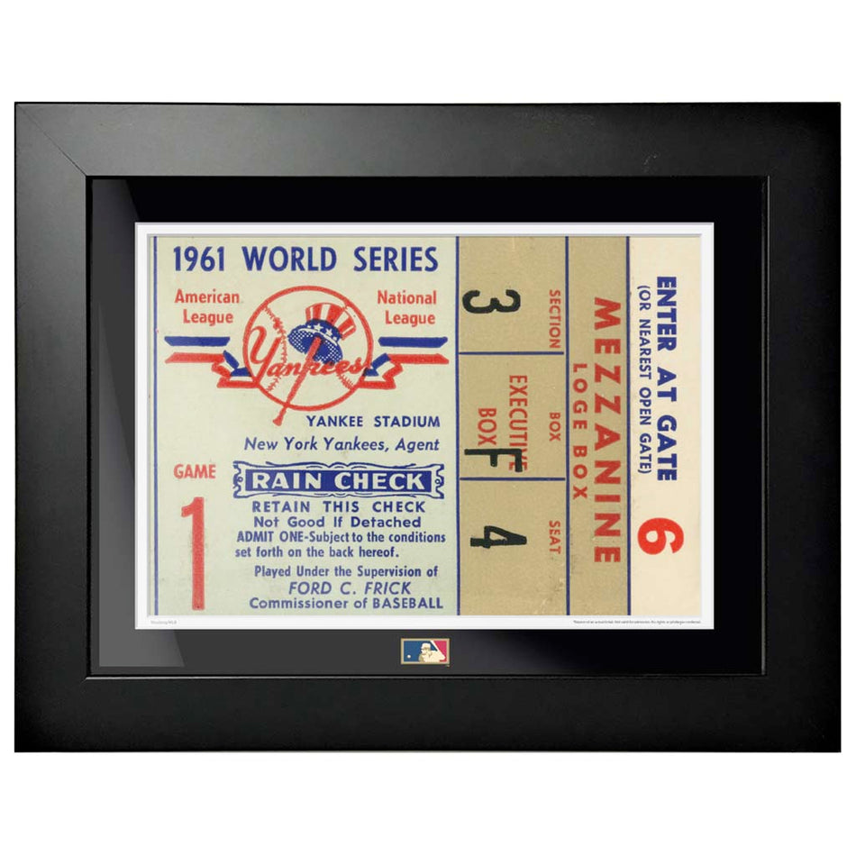 12"x16" World Series Ticket Framed New York Yankees 1961 G1R