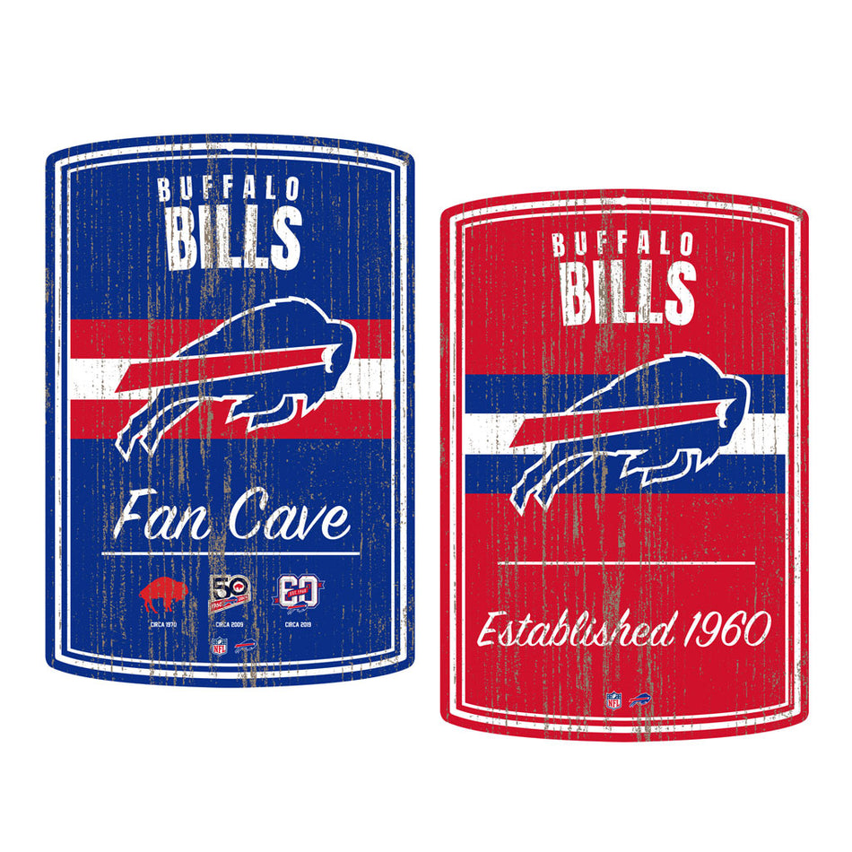 Buffalo Bills Sign Set - 16" x 23" Established Faux Wood - 2 Pack