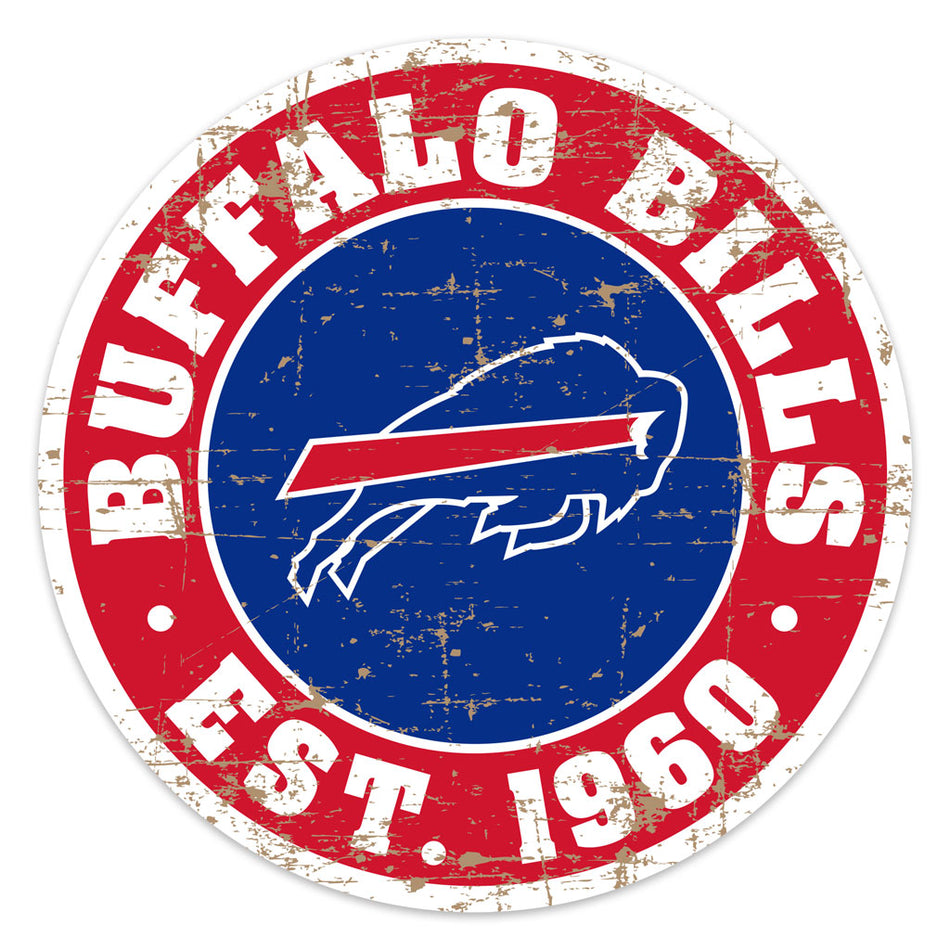 Buffalo Bills Sign - 22" Round Distressed