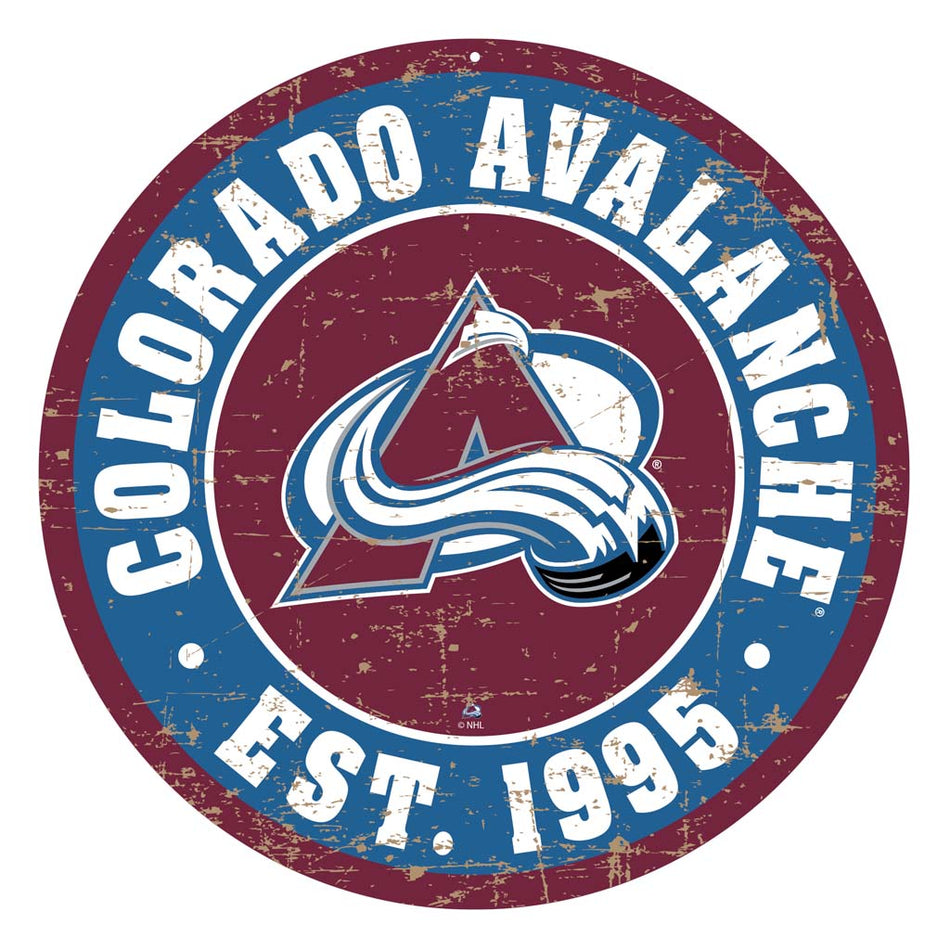 Colorado Avalanche Sign - 22" Round Distressed
