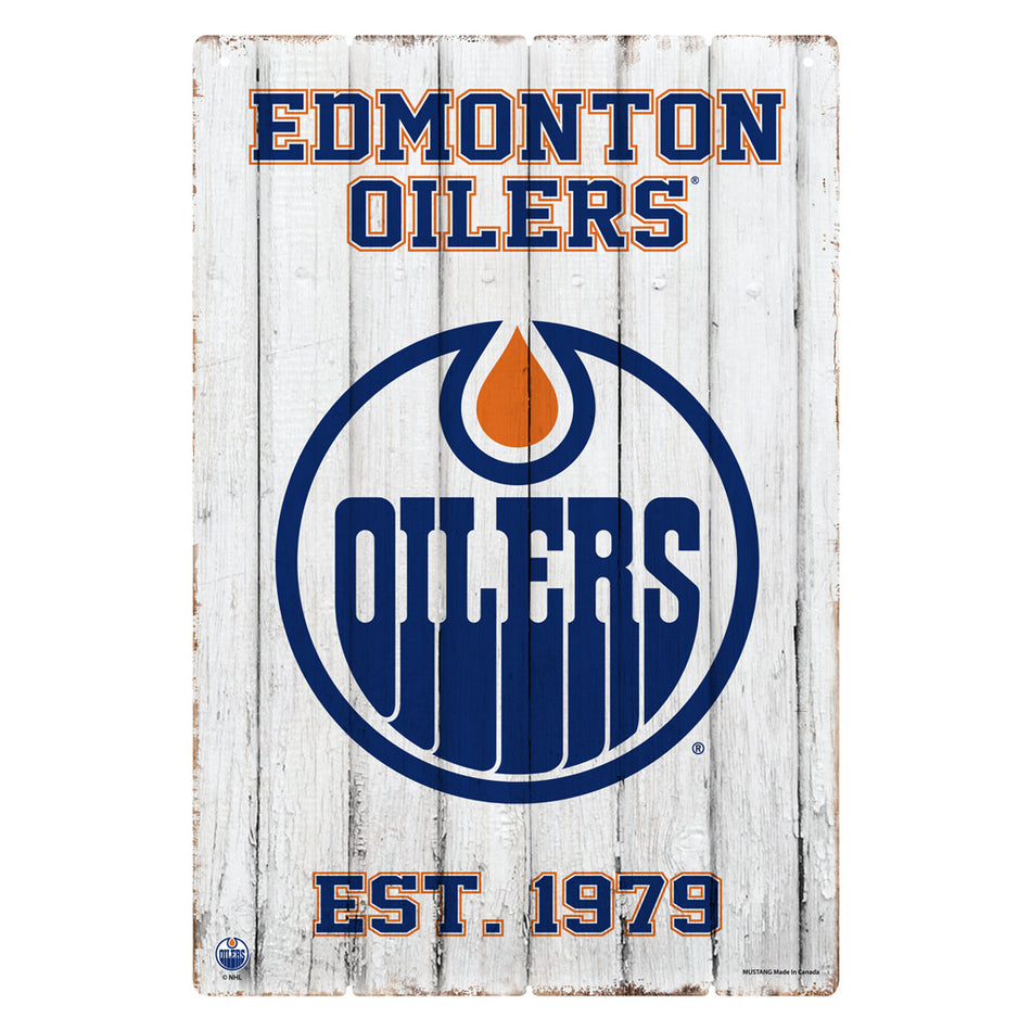 Edmonton Oilers Sign | Established Faux Wood 16" x 23"