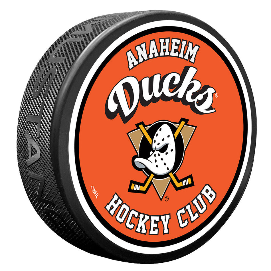 Anaheim Ducks Puck | Retro Script