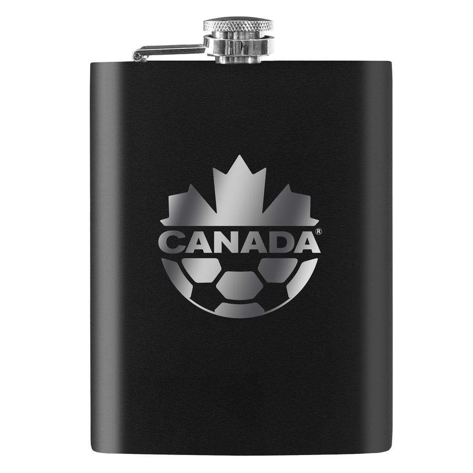 Canada Soccer Flask | Black Laser-Engraved 8oz