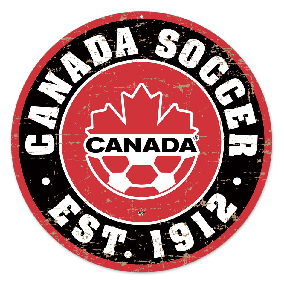 Canada Soccer Wall Sign - 22" Round Distressed