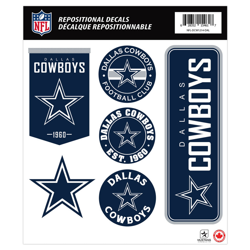 Dallas Cowboys 12x14 Repositional Team Decal Sheet