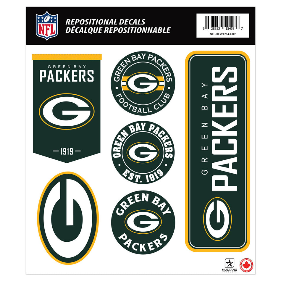 Green Bay Packers 12x14 Repositional Team Decal Sheet