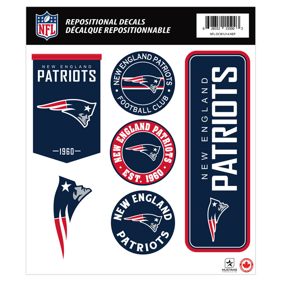 New England Patriots 12x14 Repositional Team Decal Sheet