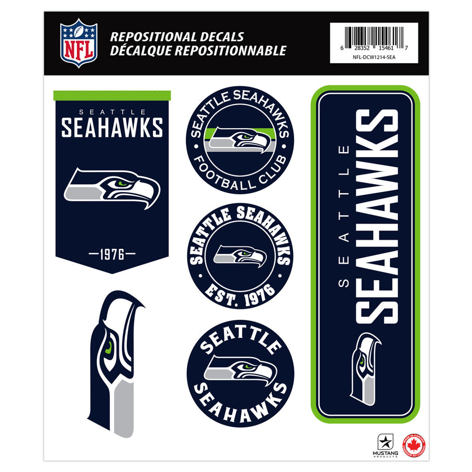 Seattle Seahawks 12x14 Repositional Team Decal Sheet
