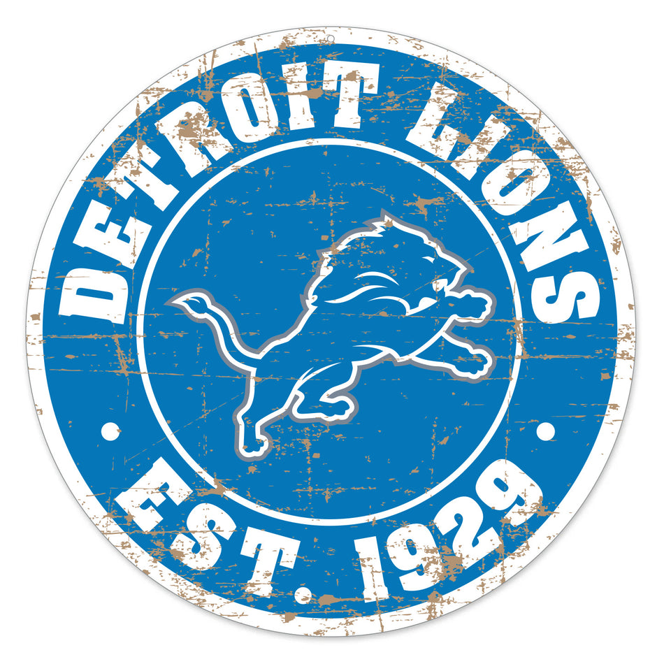 Detroit Lions - 22" Round Distressed