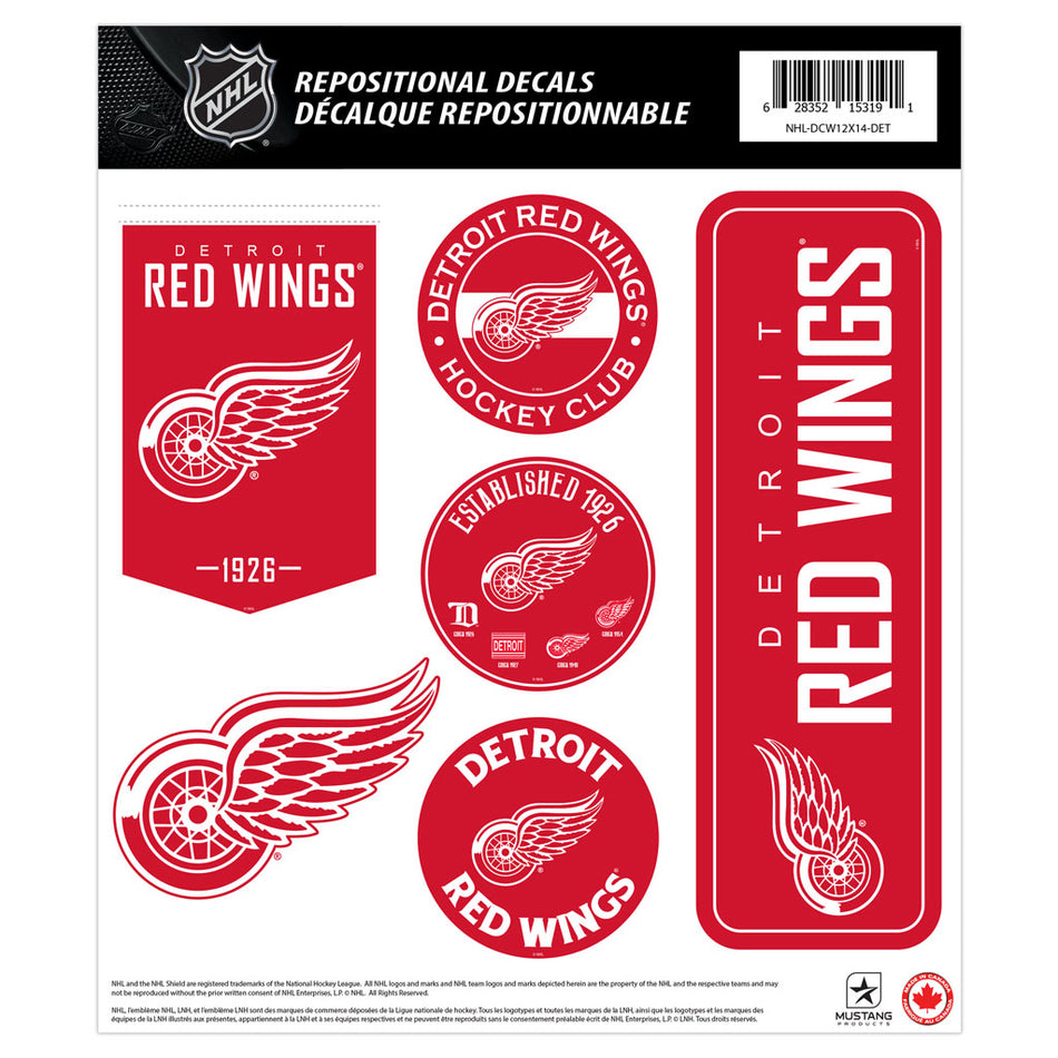 Detroit Red Wings 12x14 Repositional Team Decal Sheet