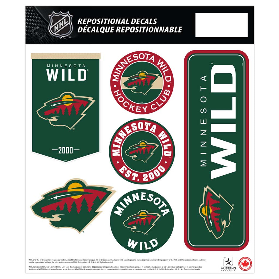 Minnesota Wild 12x14 Repositional Team Decal Sheet