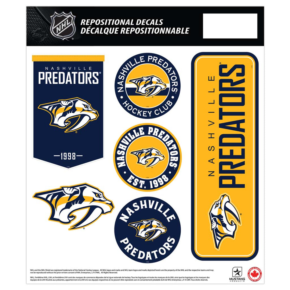 Nashville Predators 12x14 Repositional Team Decal Sheet