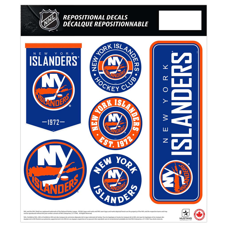New York Islanders 12x14 Repositional Team Decal Sheet
