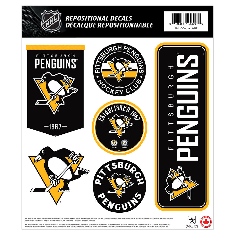 Pittsburgh Penguins 12x14 Repositional Team Decal Sheet