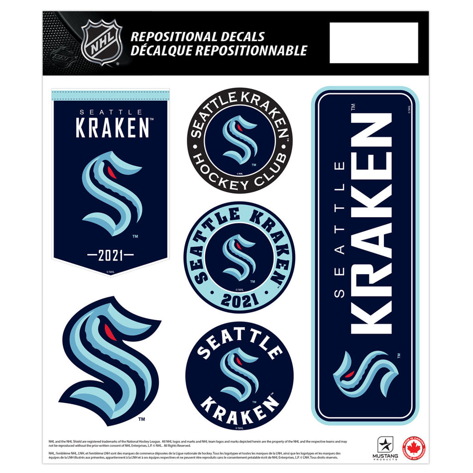 Seattle Kraken 12x14 Repositional Team Decal Sheet