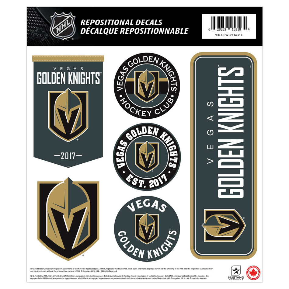 Vegas Golden Knights 12x14 Repositional Team Decal Sheet