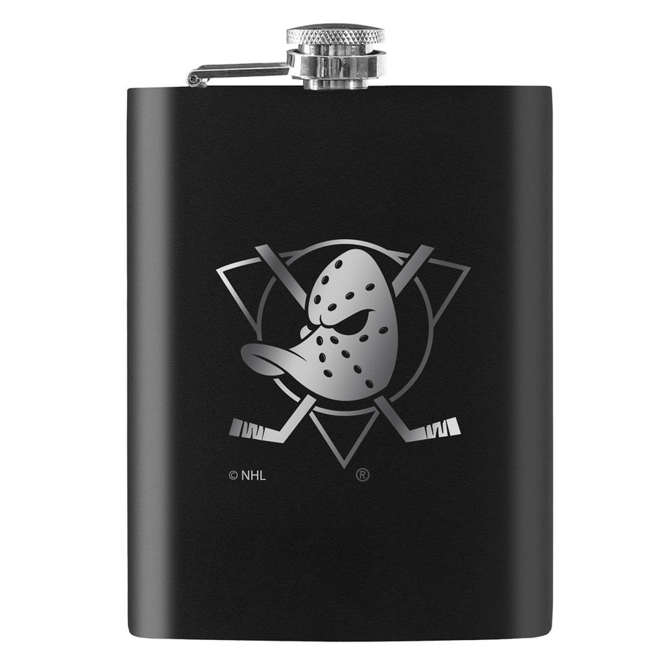 Anaheim Ducks Flask | Black Laser-Engraved 8 oz.