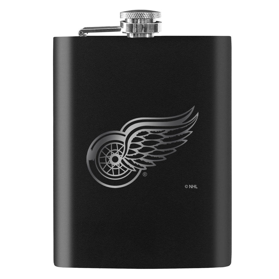 Detroit Red Wings Flask | Black Laser-Engraved 8 Oz