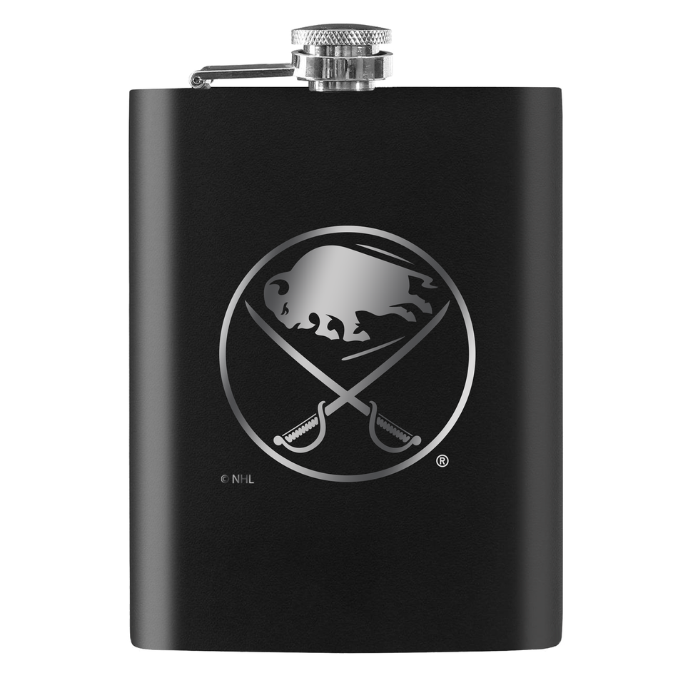 Buffalo Sabres Flask | Black Laser-Engraved 8 Oz