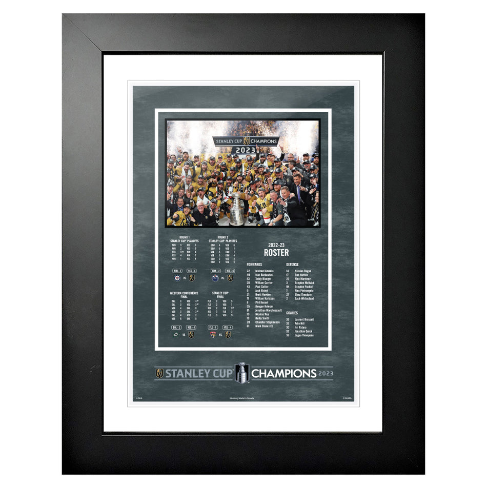 Vegas Golden Knights Stanley Cup Champions Frame - 12” x 16” Roster & Stats