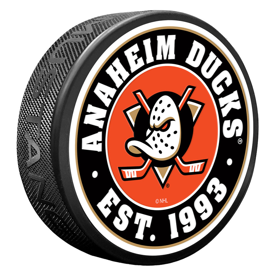 Anaheim Ducks Puck - Textured Established