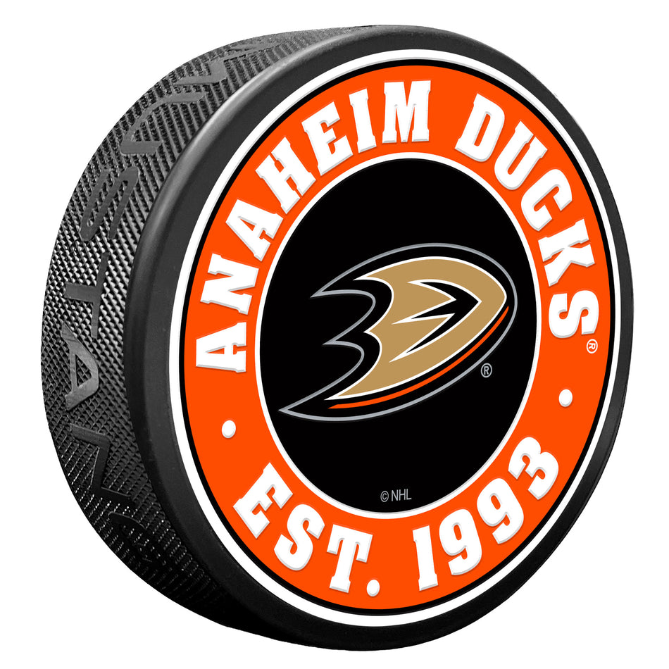 Anaheim Ducks Puck - Textured Established