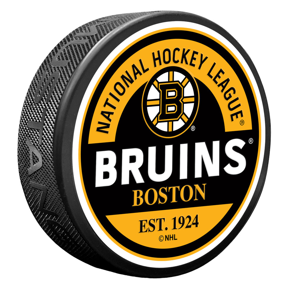 Boston Bruins Puck - Textured Block