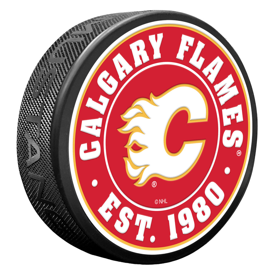 Calgary Flames Puck - Textured Established