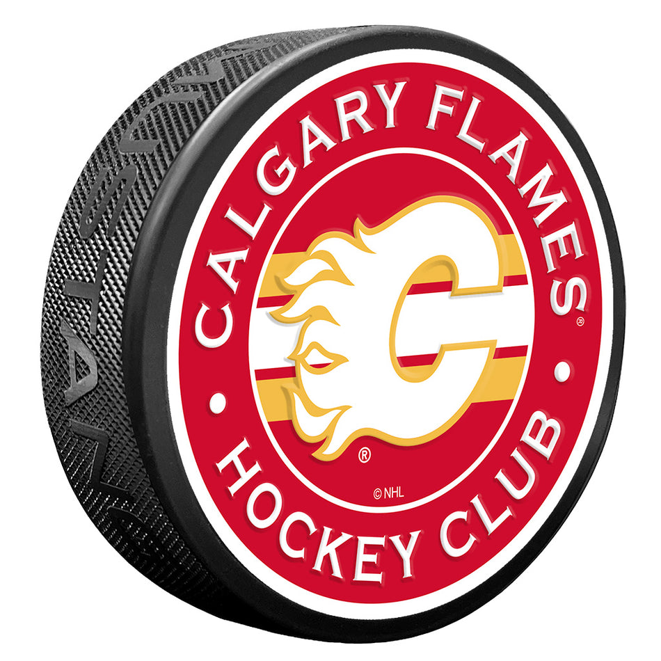 Calgary Flames Puck - Textured Stripe