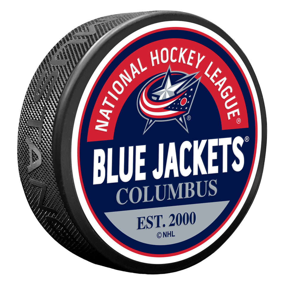 Columbus Blue Jackets Puck - Textured Block