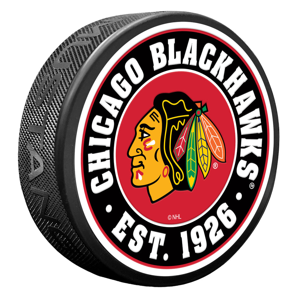 Chicago Blackhawks Puck - Textured Established