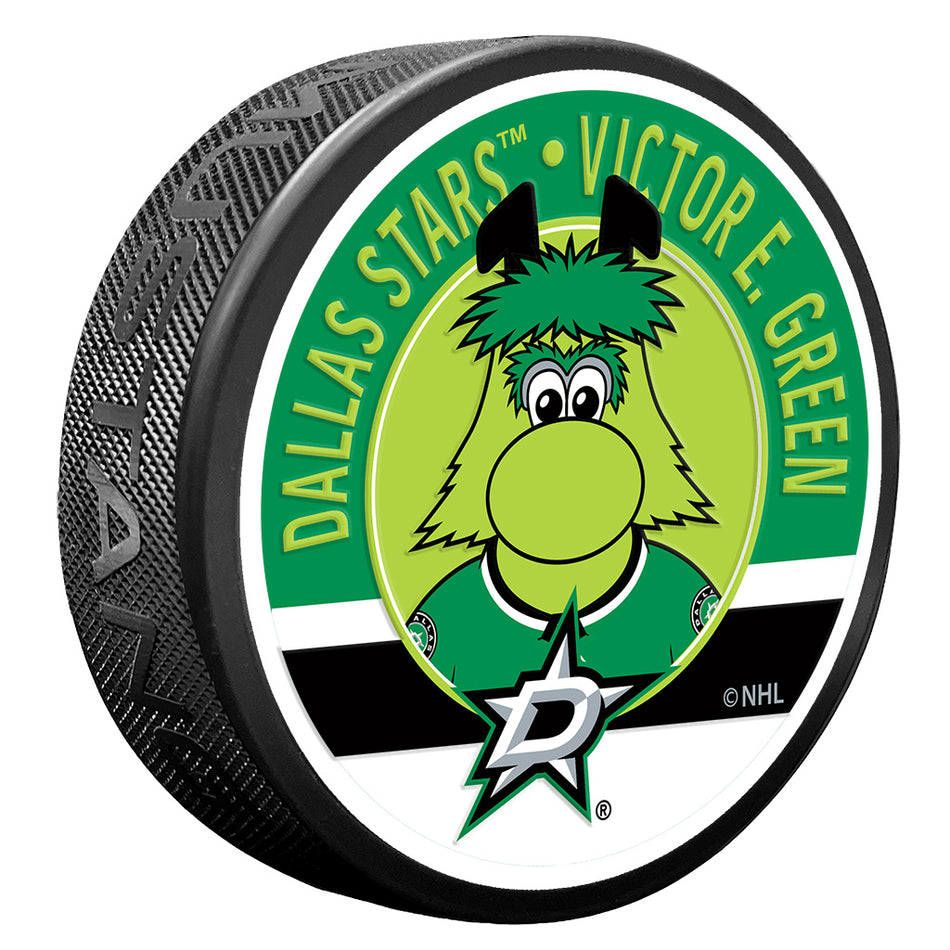 Dallas Stars Puck - Textured Victor E. Green Mascot
