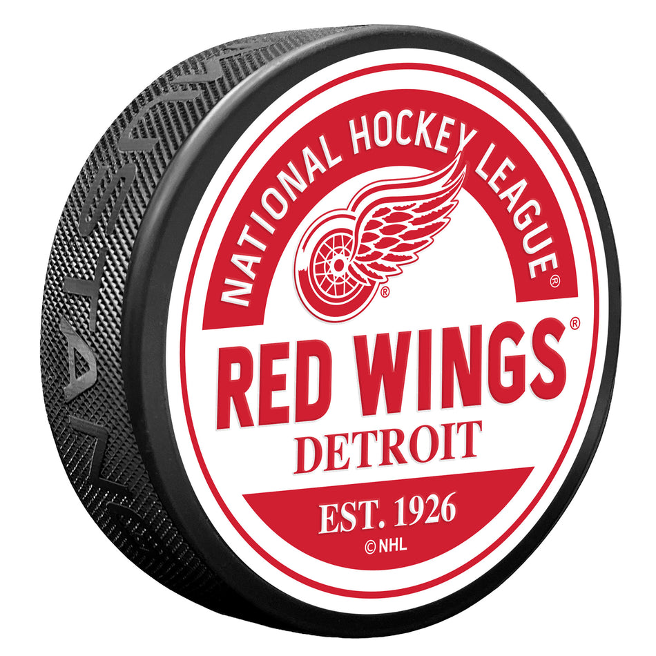Detroit Red Wings Puck - Textured Block