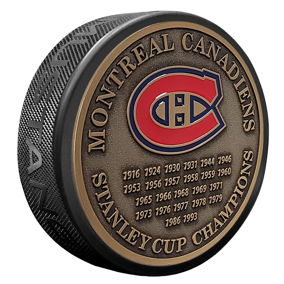 Montreal Canadiens Puck - Stanley Cup Years Gold Medallion