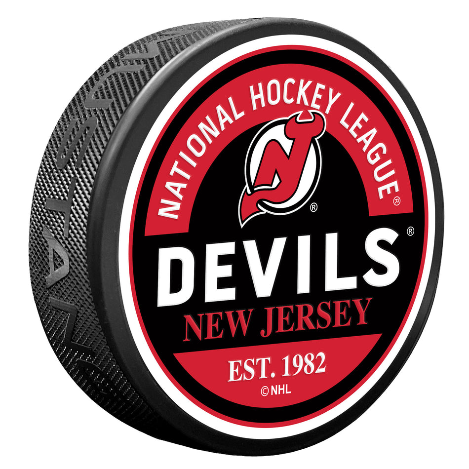 New Jersey Devils Puck - Textured Block