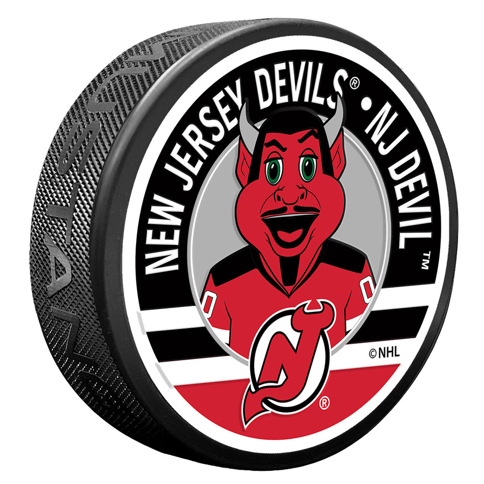 New Jersey Devils Puck - Textured NJ Devil Mascot