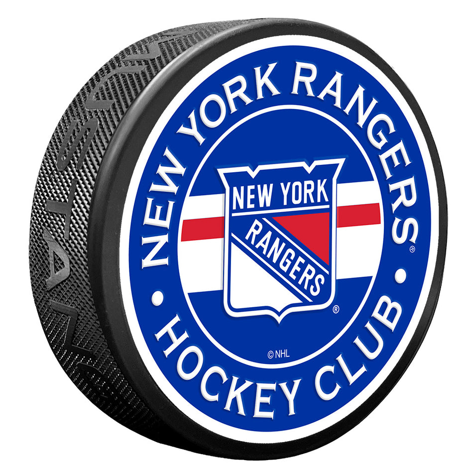 New York Rangers Puck - Textured Stripe