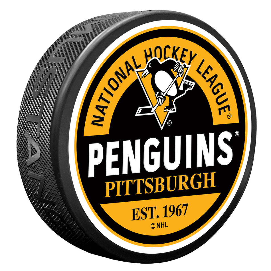 Pittsburgh Penguins Puck - Textured Block