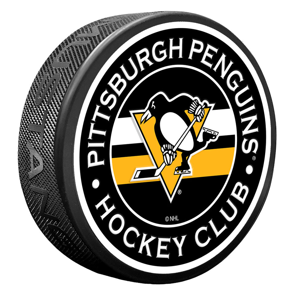 Pittsburgh Penguins Puck - Textured Stripe