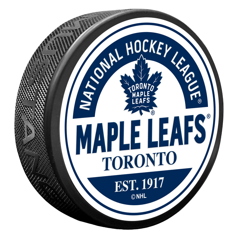 Toronto Maple Leafs Puck - Textured Block