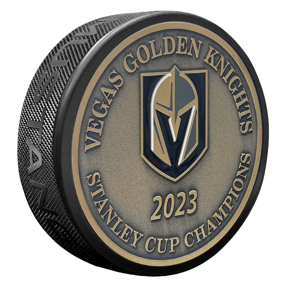 Vegas Golden Knights Stanley Cup Champions Puck - Gold Medallion