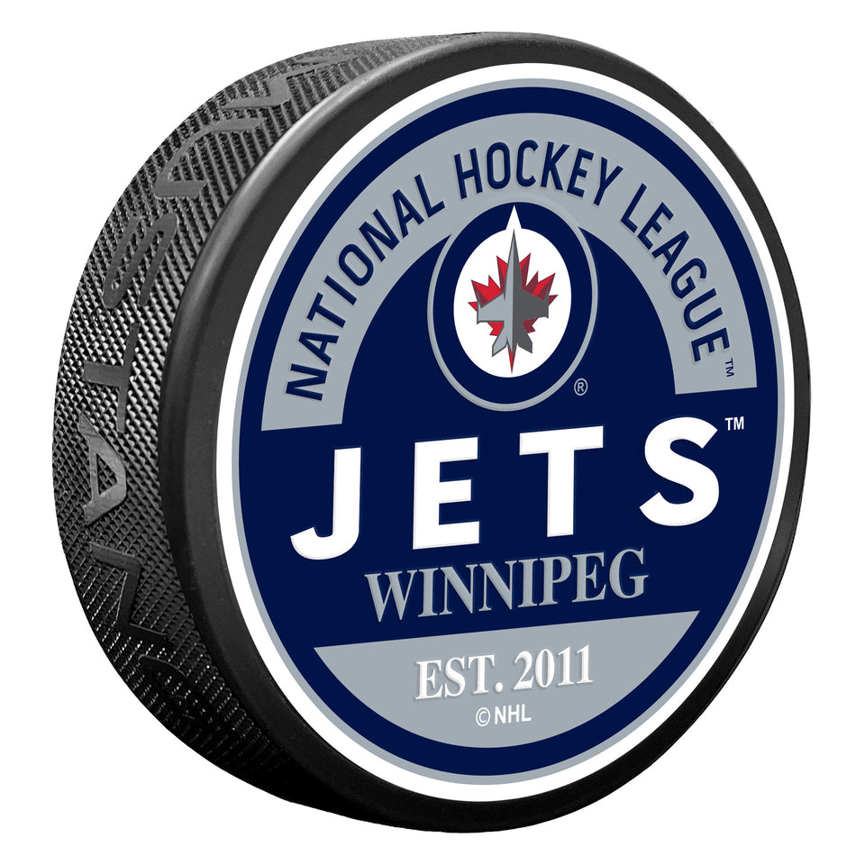 Winnipeg Jets Puck - Textured Block