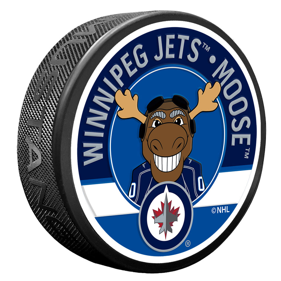 Winnipeg Jets Puck - Textured Moose Mascot