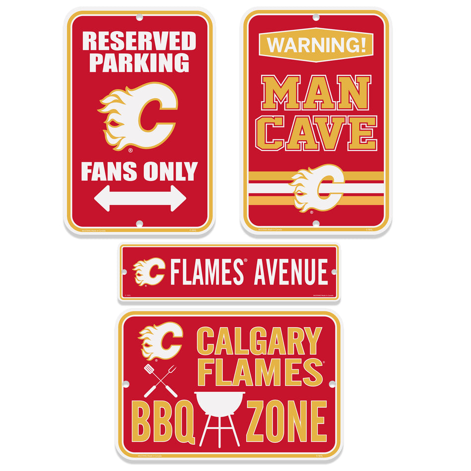 Calgary Flames Signs - 4 Pack Fan Set - Sports Decor