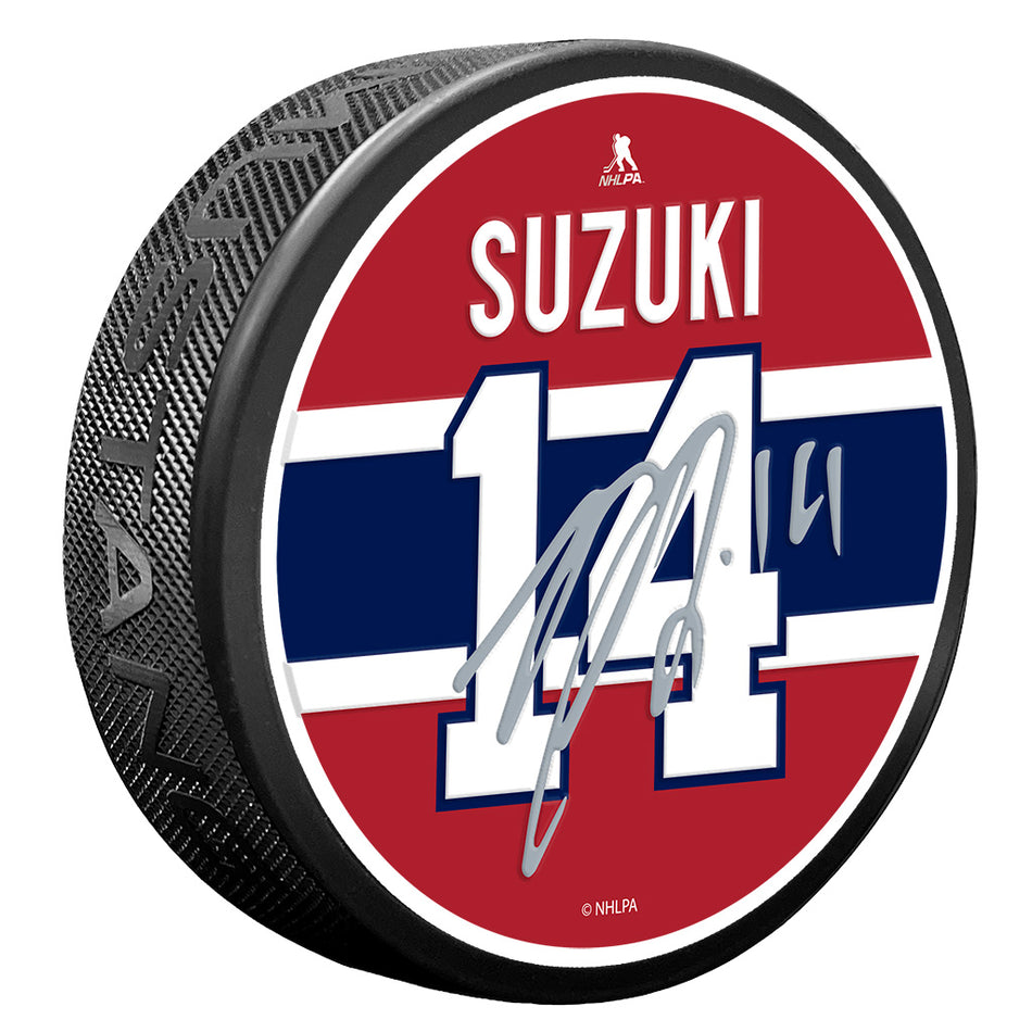 Montreal Canadiens Suzuki Puck Player Number with Replica Autograph
