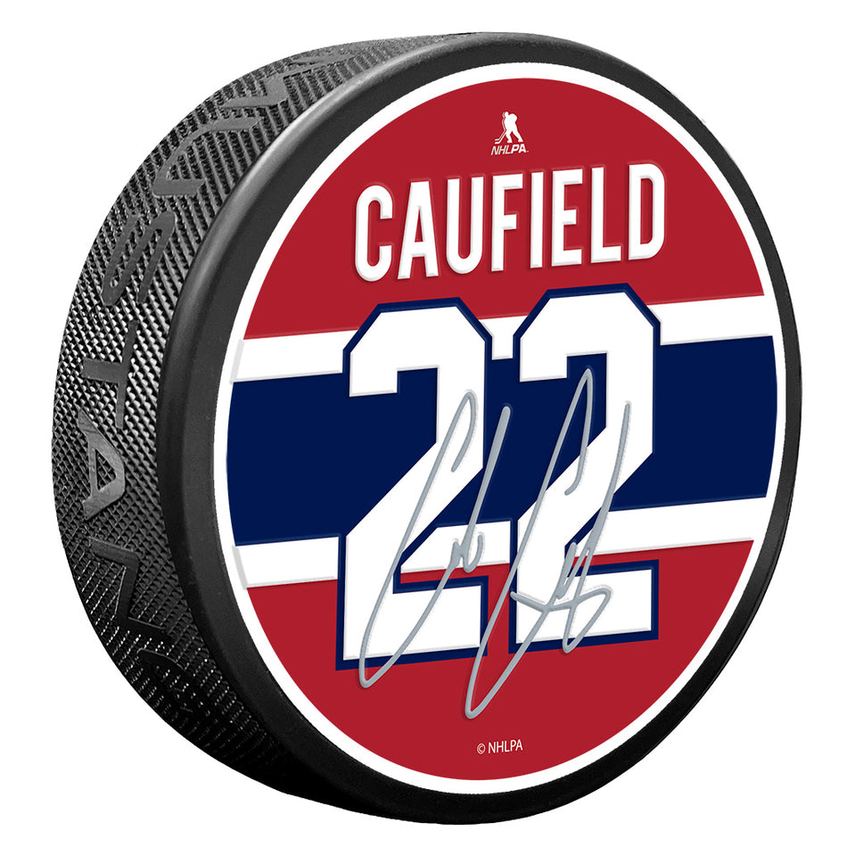 Montreal Canadiens Caufield Puck Player Number with Replica Autograph