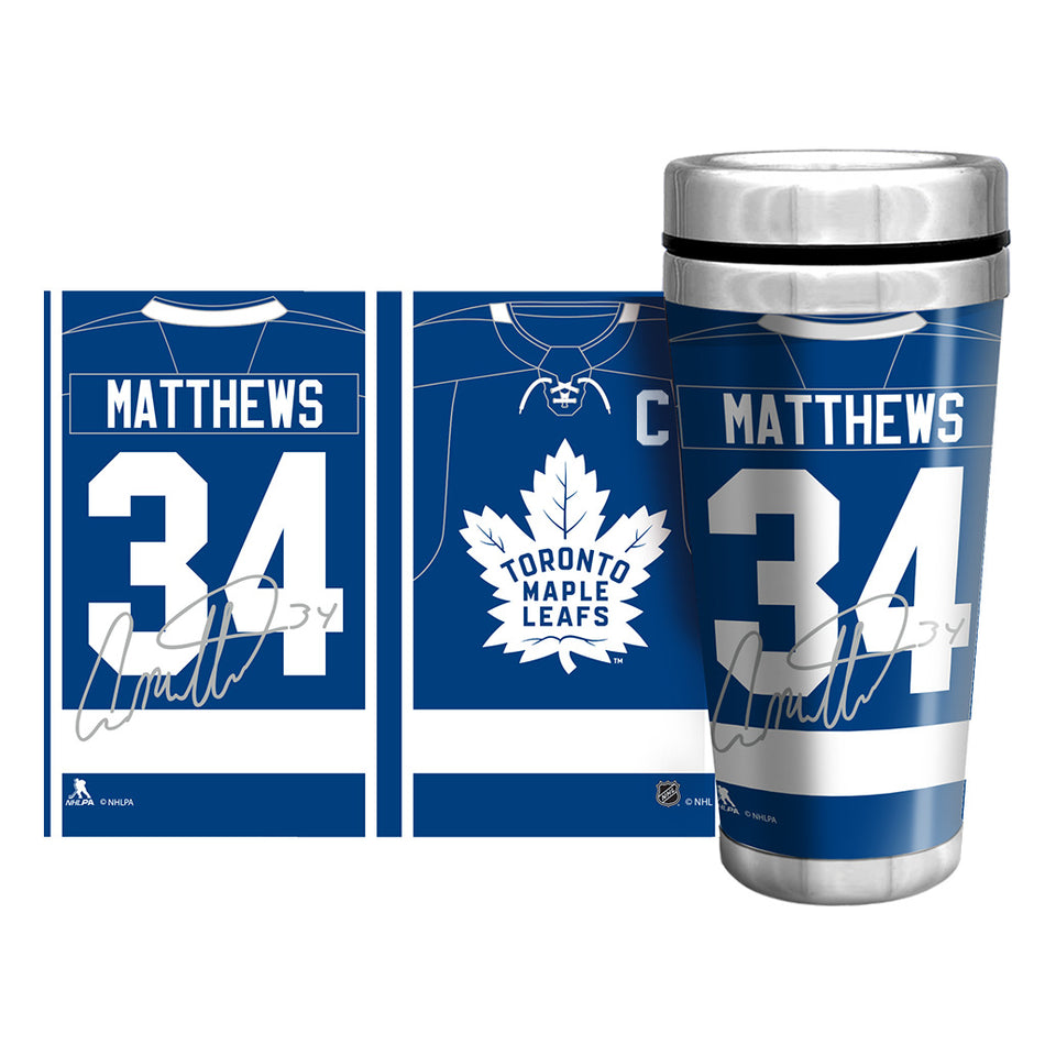 Toronto Maple Leafs Auston Matthews Travel Mug | Wallpaper Full Wrap 16 oz.