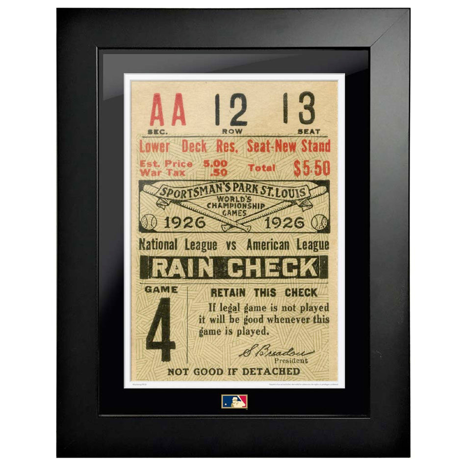 12"x16" World Series Ticket Framed St. Louis Cardinals 1926 G4R