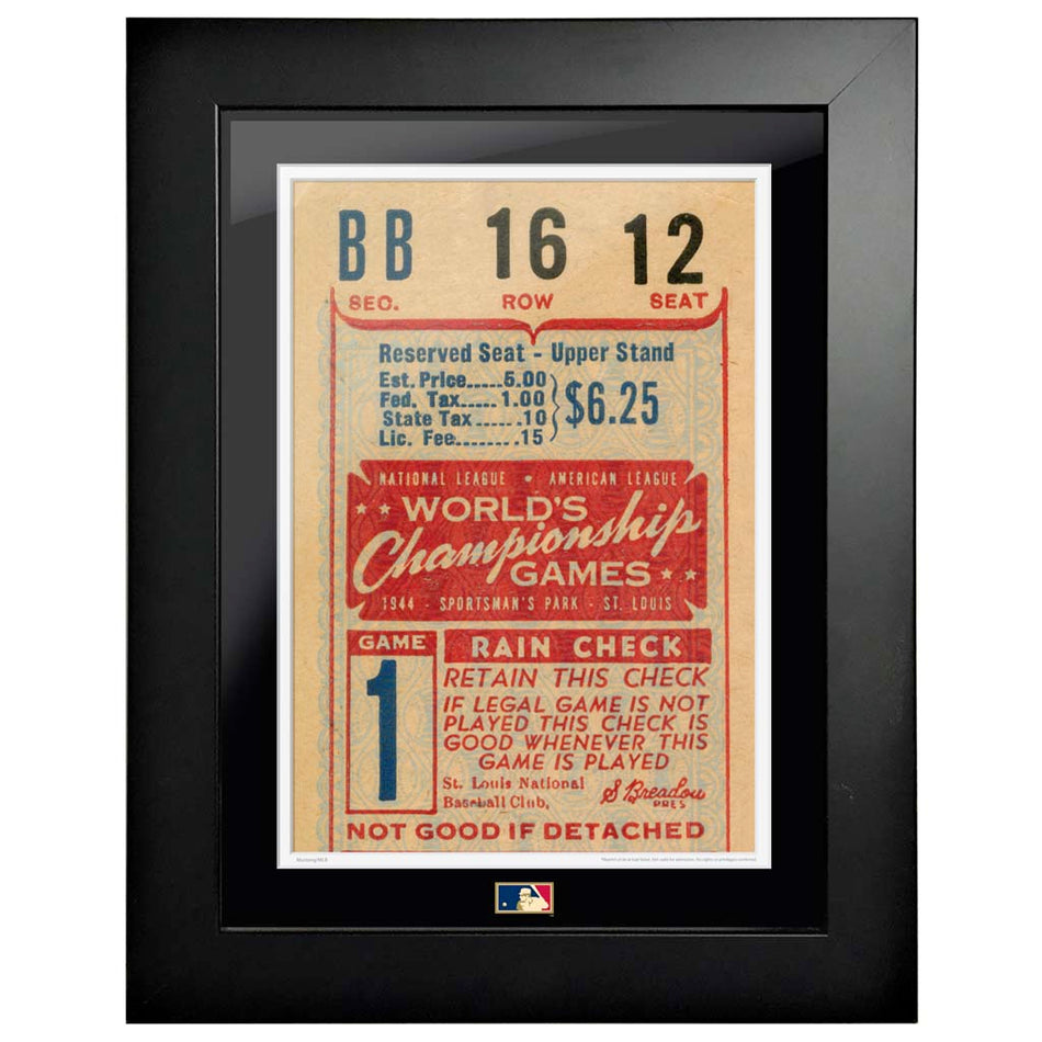 12"x16" World Series Ticket Framed St. Louis Cardinals 1944 G1R